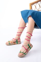 1001-1001 Multi Bilekten Bağcıklı Kadın Sandalet