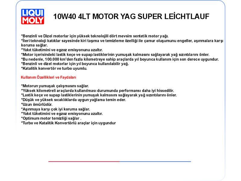 10W40 4LT MOTOR YAĞ SUPER LEİCHTLAUF
