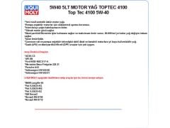 5W40 5LT MOTOR YAĞ TOPTEC 4100