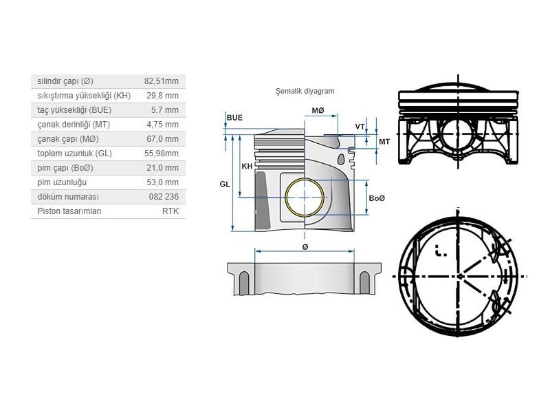 PİSTON 82,51MM VAG A3 A4 A5 PASSAT 06-