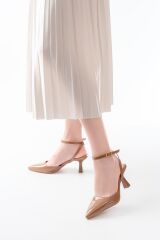 ST-004 Vizon Rugan Günlük 7 cm Topuklu Bayan Ayakkabı