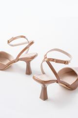 ST-004 Vizon Rugan Günlük 7 cm Topuklu Bayan Ayakkabı