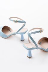 ST-004 Bebe Mavi Rugan Günlük 7 cm Topuklu Bayan Ayakkabı