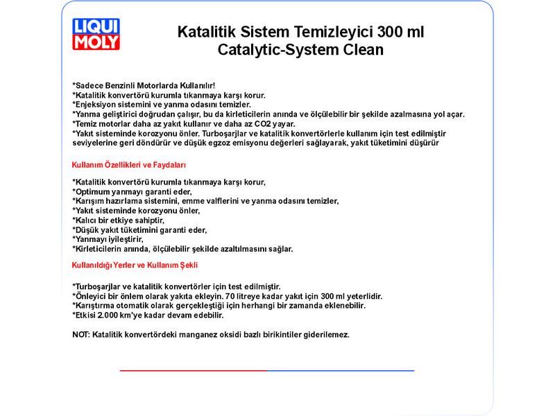 LİQUİ MOLY KATALİTİK SİSTEM TEMZ. 300ml CATALYTİC-SYSTEM CLEAN