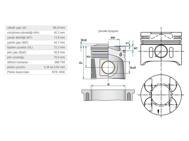 PİSTON 88,01 MM M.BENZ 611 612 646 647 98-
