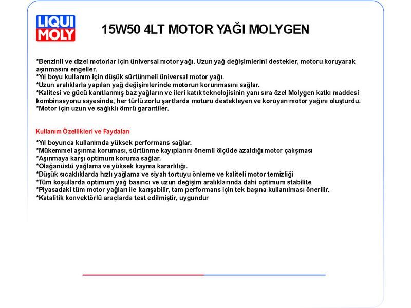 15W50 4LT MOTOR YAĞ MOLYGEN
