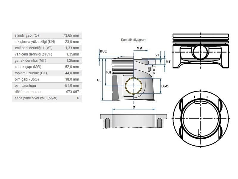 PİSTON 73,65MM OPEL AST.G-H COR.C-D MER.A 04-
