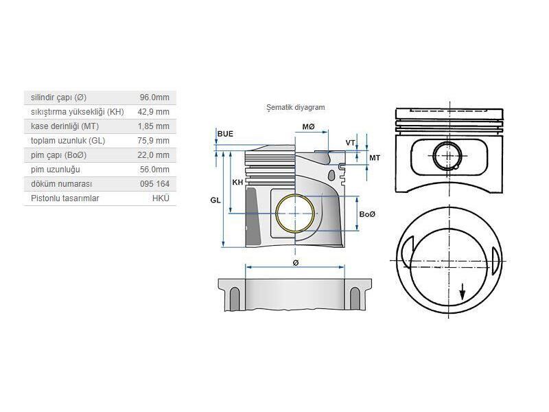 PİSTON 96,00MM M.BENZ M102 80-96