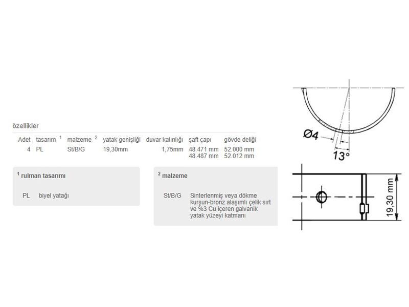 ANA YATAK 0,50 TK. VAG 80 100 A4 A6 A8 PASSAT 91-