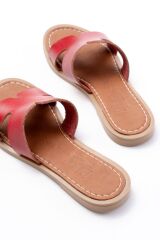 169-6100 Kırmızı Ortopedik Hakiki Deri Kadın Terlik