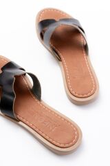 169-6100 Siyah Ortopedik Hakiki Deri Kadın Terlik