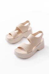 24414-573 Bej Dalgıç Günlük Dolgu Topuk Kadın Sandalet