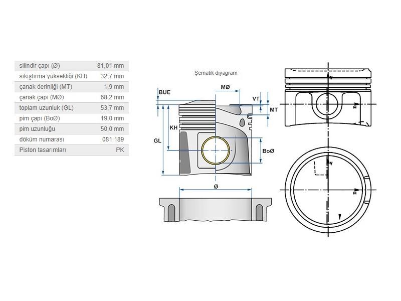 PİSTON 81,01MM VAG A3 A4 A6 BO1 GO4 PAS 95-