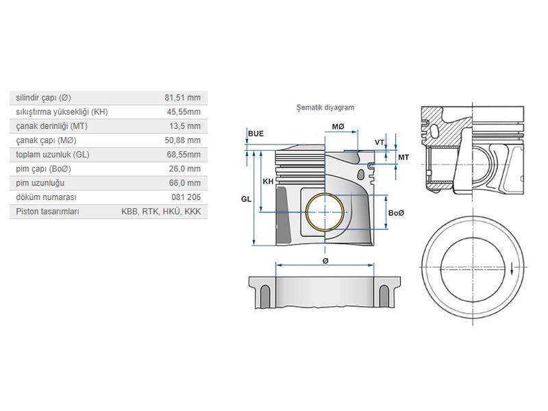 PİSTON 81,51MM VAG A4 A5 Q5 PASSAT 08-