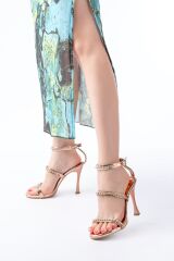 A-40 Rose Taşlı Platformlu Topuklu Kadın Ayakkabı