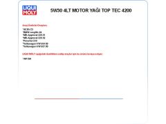 0W30 5LT MOTOR YAĞ TOPTEC 4210
