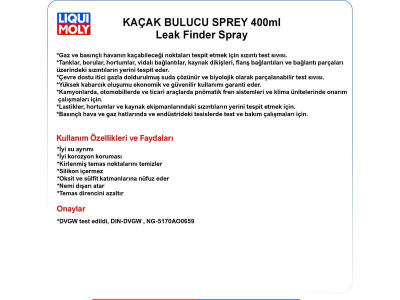 KAÇAK TESPİT SPREYİ 400ml LEAK FİNDER SPRAY