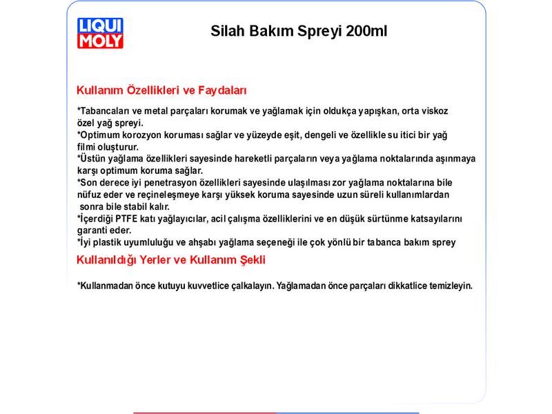 SİLAH BAKIM SPREYİ 200ML METAL CARE SPREY
