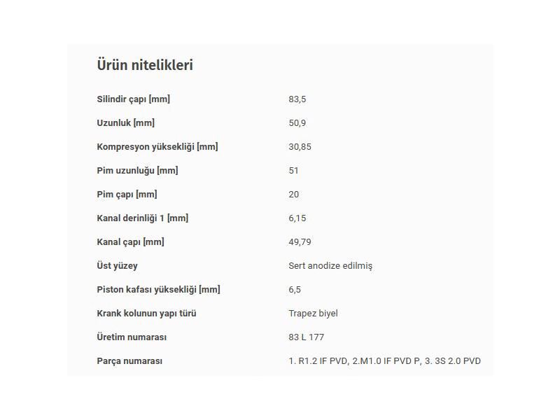 PİSTON 83,50MM M.BENZ 117 156 176 242 246 11-20