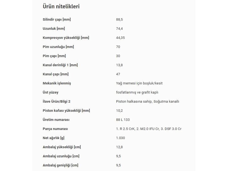 PİSTON 88,50MM M.BENZ 204 211 03-10