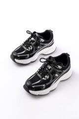 F-329 Siyah Günlük Bağcıklı Beyaz Tabanlı Yazlık Spor Ayakkabı