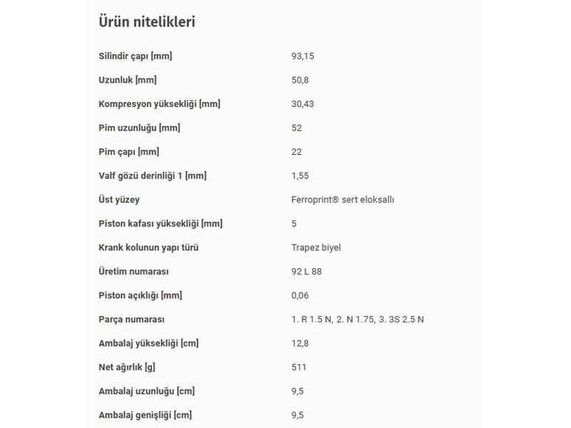 PİSTON 93,15MM M.BENZ 164 203 204 209 211 212 221 251 639 906 05-17