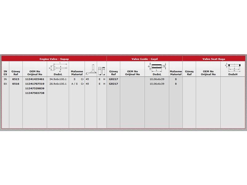 SUPAP IN.8 EX.8 BMW E46 64 70 81 87 88 93 01-14