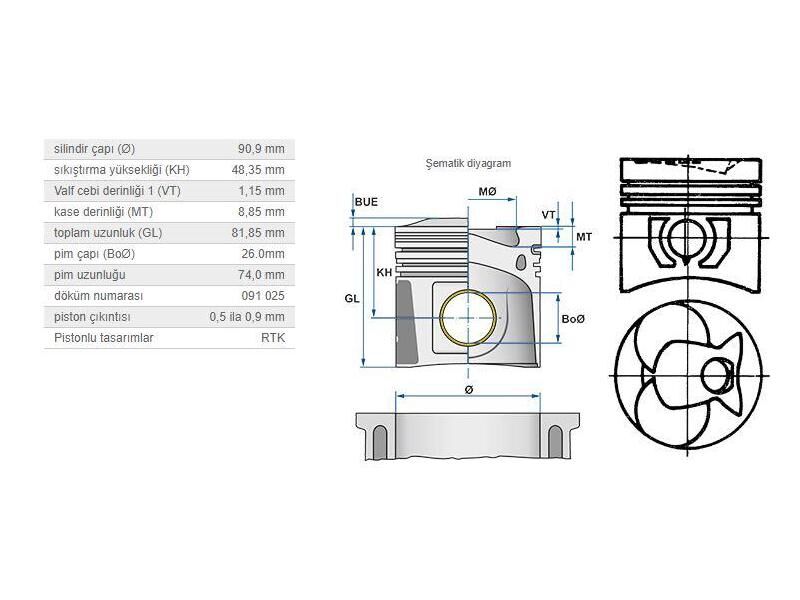PİSTON 90,90MM M.BENZ OM616 617 73-01