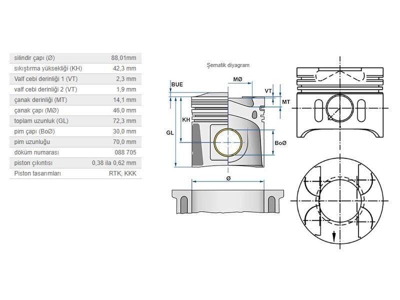 PİSTON 88.01MM  M.BENZ 203 209 211 220 636 903 906 03-