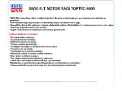 0W20 5LT MOTOR YAĞ TOPTEC 6600