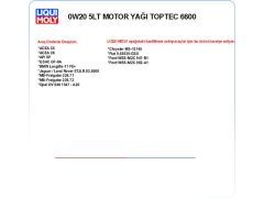 0W20 5LT MOTOR YAĞ TOPTEC 6600
