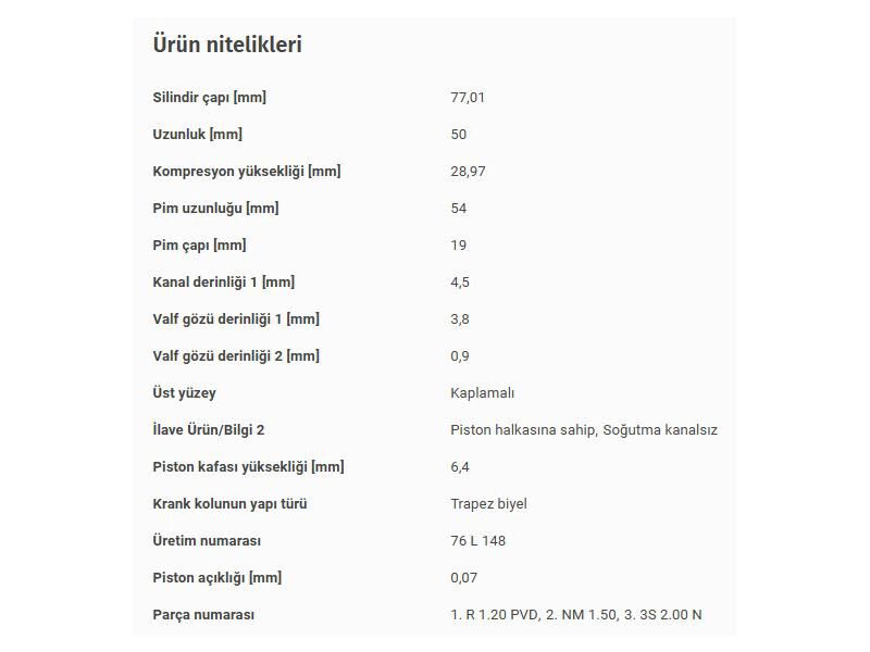 PİSTON 77,01MM VAG GO5-6 JET3-4 PAS PO5 05-18