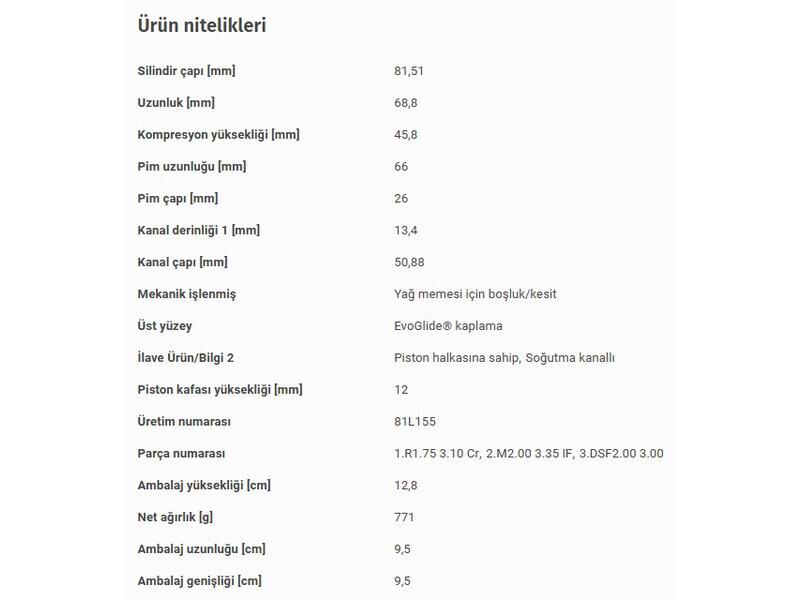 PİSTON 81,51MM VAG CRAFTER T6 15-