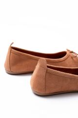 6101 Taba Süet Fiyonklu Günlük Kadın Babet