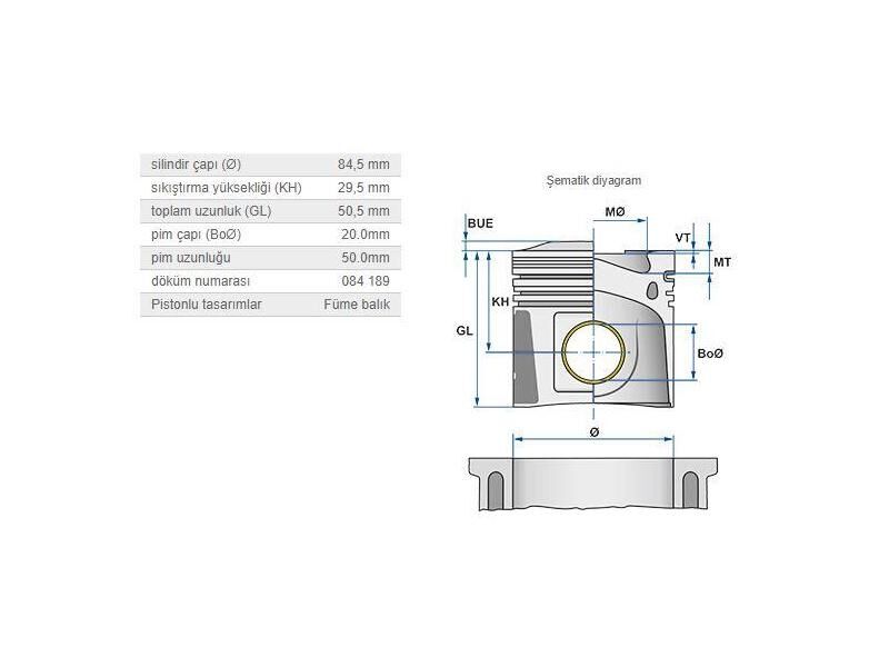 PİSTON 84,50MM BMW N46B20 04-13