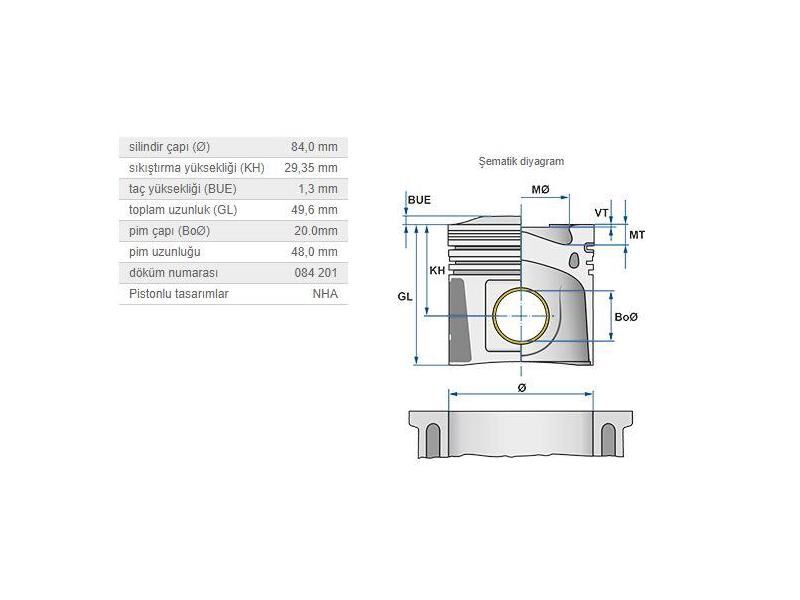 PİSTON 84,00MM BMW N43B20A 07-13