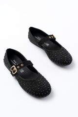 DM-6020 Siyah Troklu Baret Tokalı Günlük Kadın Babet