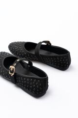 DM-6020 Siyah Troklu Baret Tokalı Günlük Kadın Babet