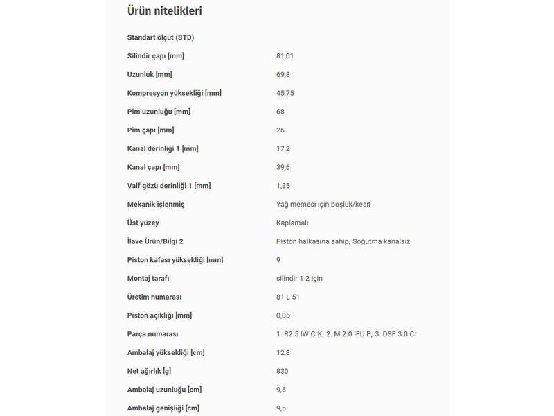 PİSTON 81,01MM VAG LT28 T4 96-07