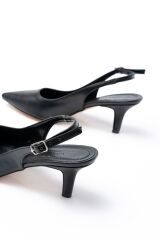 ST-1152 Siyah Günlük 7 cm Topuklu Kadın Ayakkabı