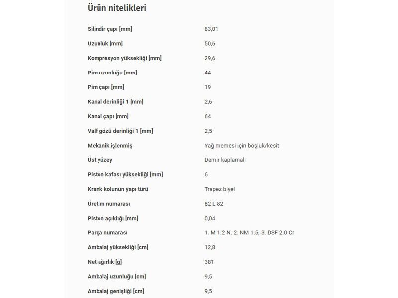 PİSTON 83,01MM VAG A4 A6 PASSAT 00-09