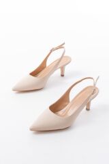 ST-1152 Bej Günlük 7 cm Topuklu Kadın Ayakkabı