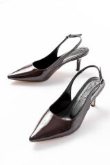 ST-1152 Kahve Rugan Günlük 7 cm Topuklu Kadın Ayakkabı