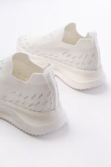 DM-707  Beyaz Fileli Faillant Taban Taş Aksesuarlı Günlük Spor Ayakkabı
