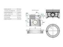 PİSTON 76,51MM VAG IBIZA3 LEON BO1 CAD3 GO4-5 POLO4 00- YENİ KOD: KS-99913601