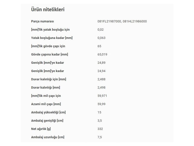 ANA YATAK STD BMW M40 42 43B16 87-05