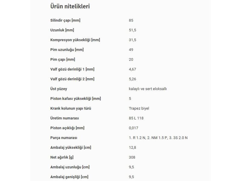 PİSTON 85,00MM BMW N52 04-14