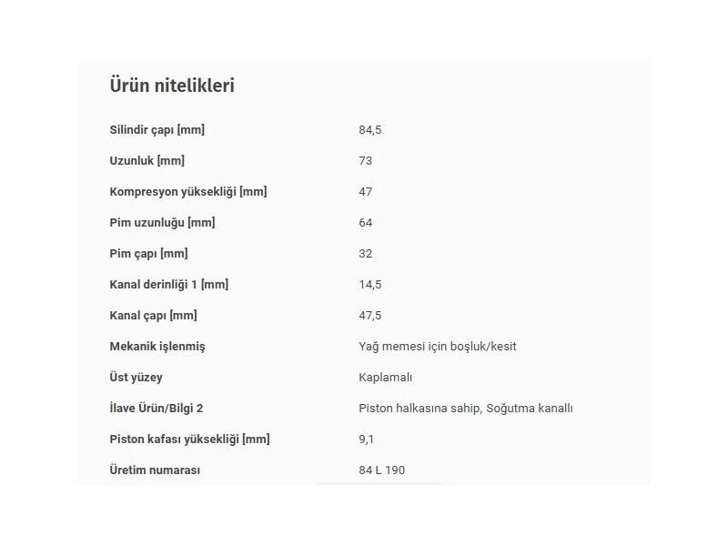 PİSTON 84,50MM BMW N47 04-20