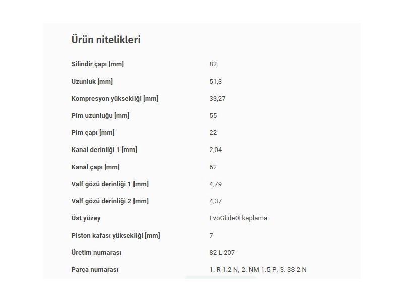 PİSTON 82,00MM BMW B38 46 48 15-22