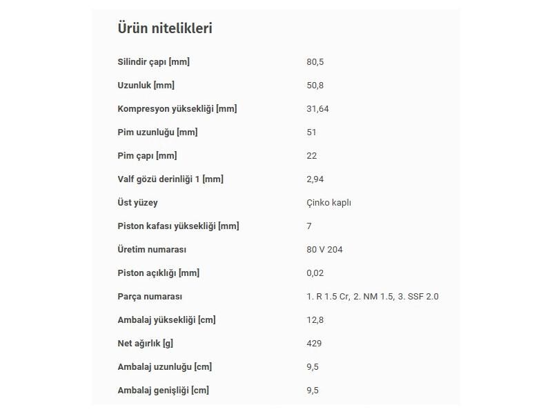 PİSTON 80,50MM BMW E34 36 91-00